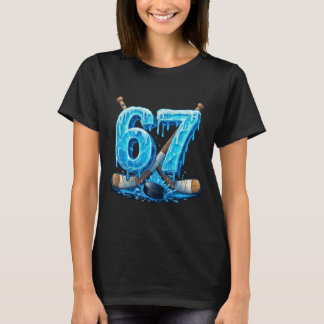 67 Hockey Drip Number Funny Meme Style Six Seven  T Shirt