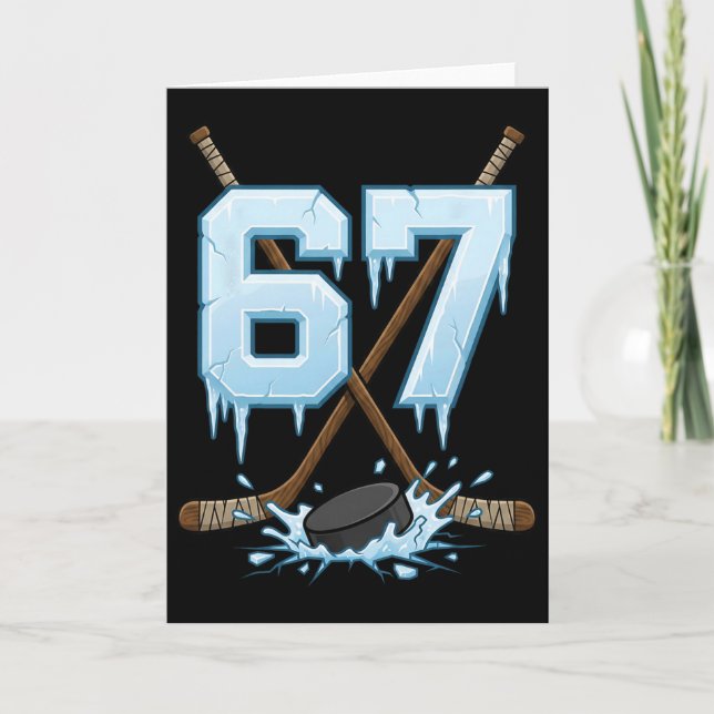 67 Hockey Drip Nummer Roligt Meme Gen Alpha Slang  Kort (Framsida)