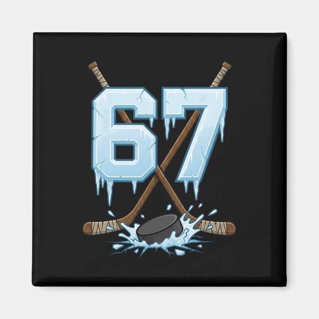 67 Hockey Drip Nummer Roligt Meme Gen Alpha Slang  Magnet (Framsidan)
