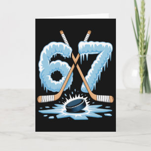 67 Hockey Drip Nummer Roligt Meme Stil Cool Graphi Kort