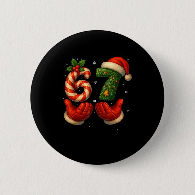 67 Hockey Hands Funny Christmas Meme Santa  Knapp (Framsida)