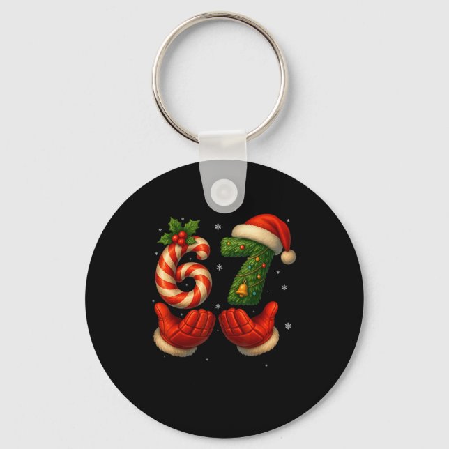 67 Hockey Hands Funny Christmas Meme Santa  Nyckelring (Framsida)