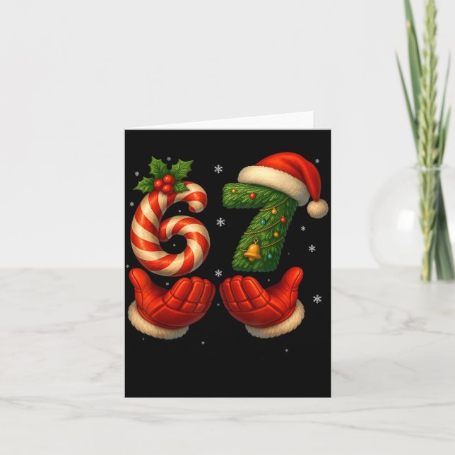 67 Hockey Hands Rolig Jul Meme Santa  Kort (Framsida)