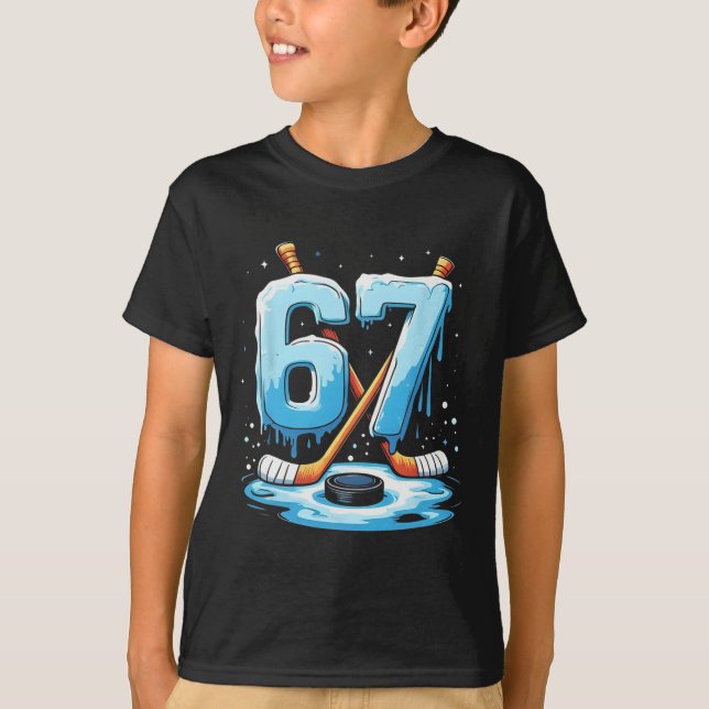 67 Hockey Ice Cream Drip Gen Alpha Slang Boys Men  T Shirt (Framsida)