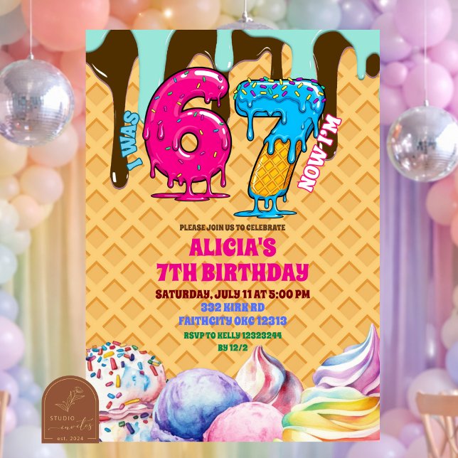 67 ice cream Birthday Party Invitation Inbjudningar (Skapare uppladdad)