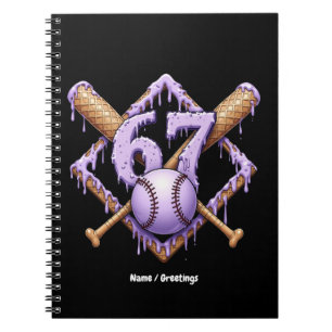 67 Ice Cream Drip Baseball Meme Funny Retro Sport Anteckningsbok