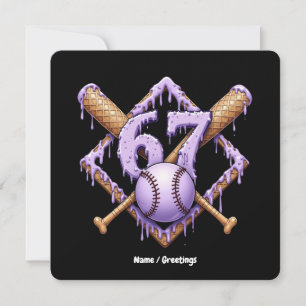 67 Ice Cream Drip Baseball Meme Funny Retro Sport Inbjudningar