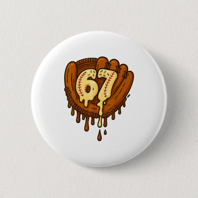 67 Ice Cream Drip Funny Six Seven Baseball  Knapp (Framsida)