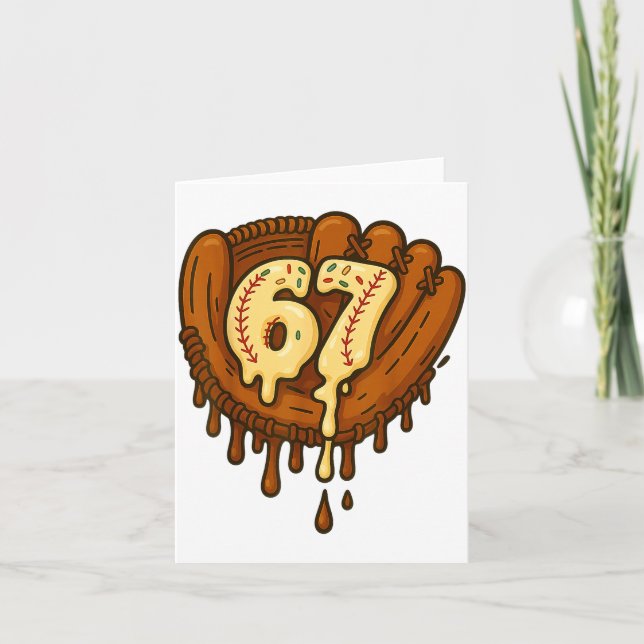 67 Ice Cream Drip Funny Six Seven Baseball  Kort (Framsida)
