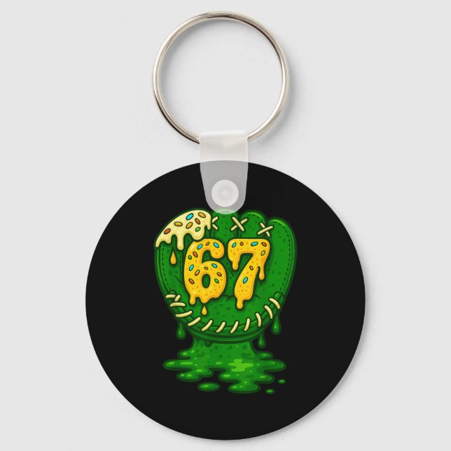 67 Ice Cream Drip Funny Six Seven Baseball  Nyckelring (Framsida)