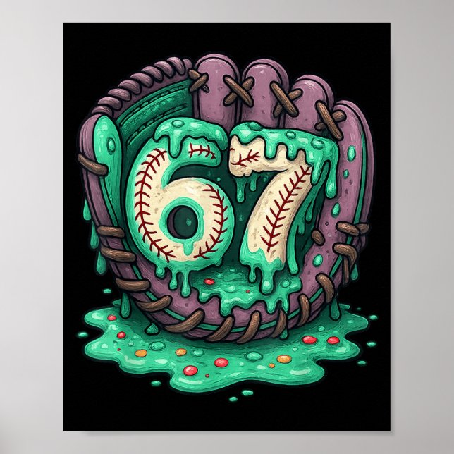 67 Ice Cream Drip Funny Six Seven Baseball  Poster (Framsidan)