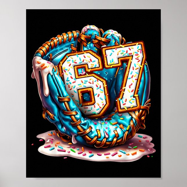 67 Ice Cream Drip Funny Six Seven Baseball  Poster (Framsidan)