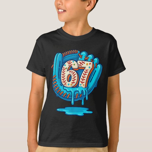 67 Ice Cream Drip Funny Six Seven Baseball  T Shirt (Framsida)