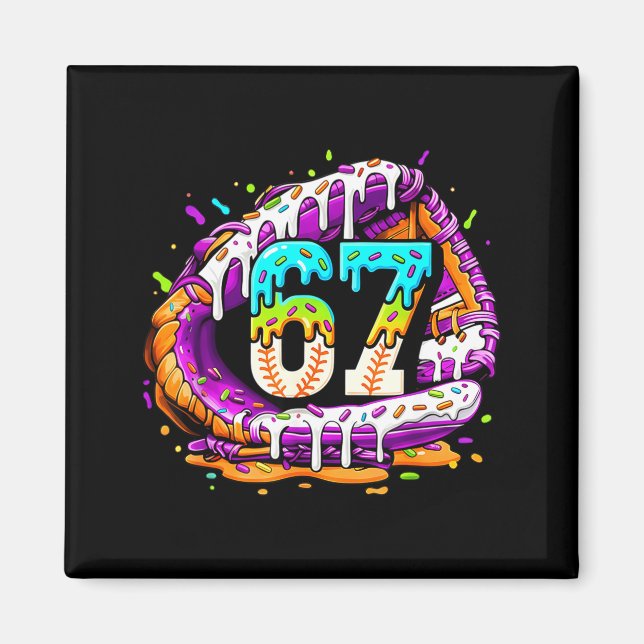 67 Ice Cream Drip Funny Six Seven Player 67th Birt Magnet (Framsidan)