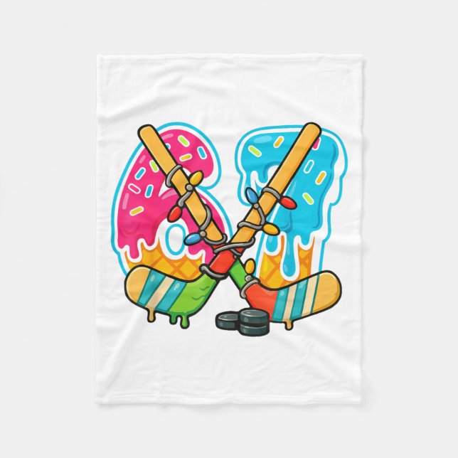 67 Ice Cream Drip Hockey Christmas Light  Fleecefilt (Framsidan)