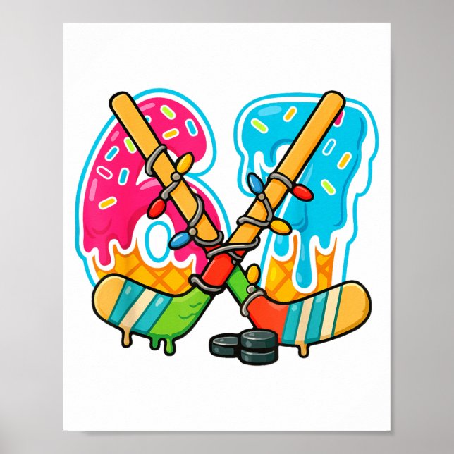 67 Ice Cream Drip Hockey Christmas Light  Poster (Framsidan)