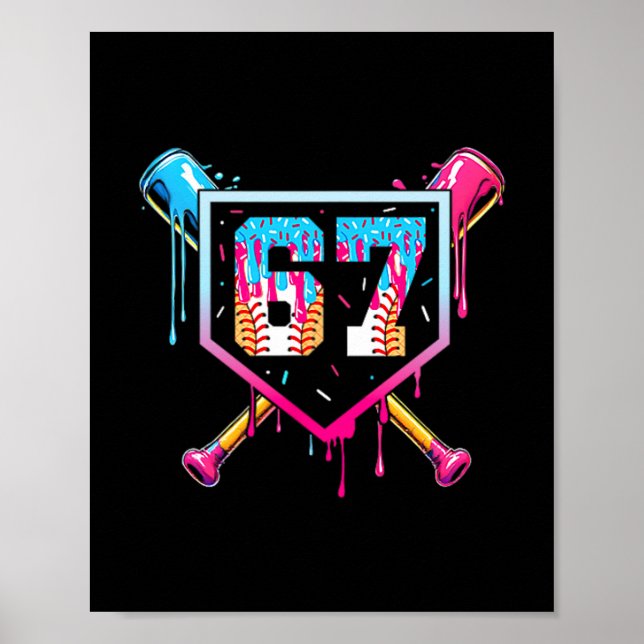 67 Ice Cream Drip Meme Funny Six Seven Gen Alpha ( Poster (Framsidan)