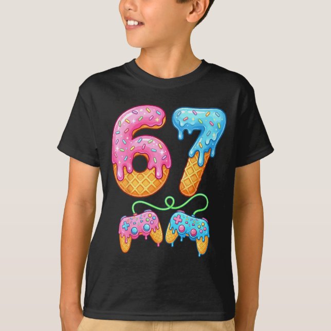 67 Ice Cream Drip Meme Gamer Six Seven Gen Alpha S T Shirt (Framsida)