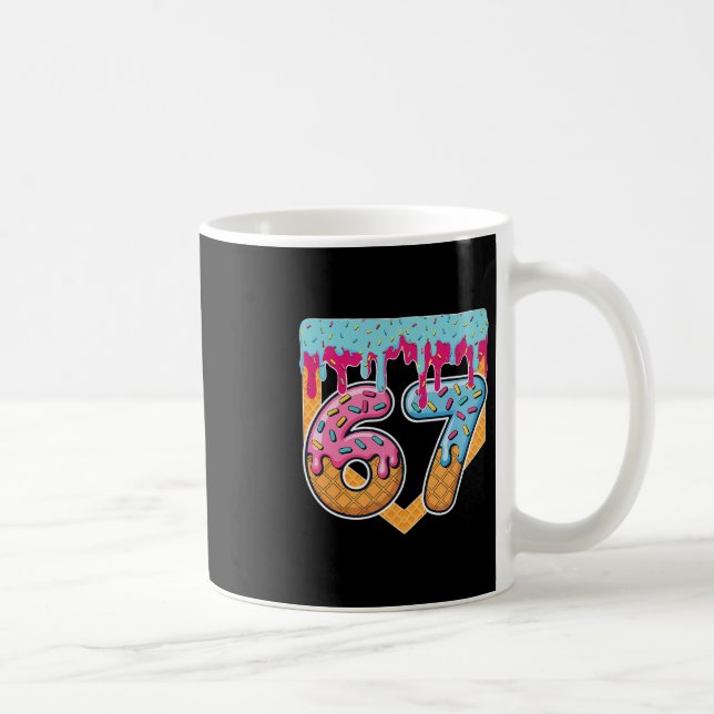 67 Ice Cream Drip Meme Six Seven Gen Alpha Slang  Kaffemugg (Höger)
