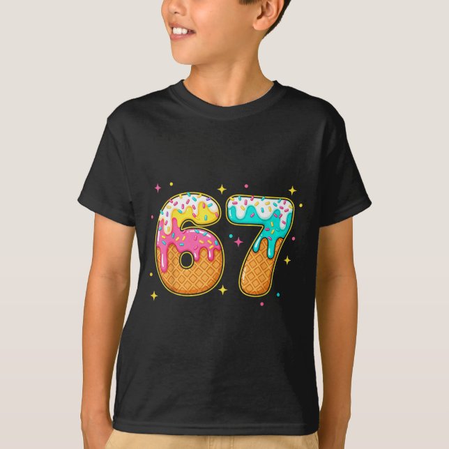 67 Ice Cream Drip Meme Six Seven Gen Alpha Slang  T Shirt (Framsida)