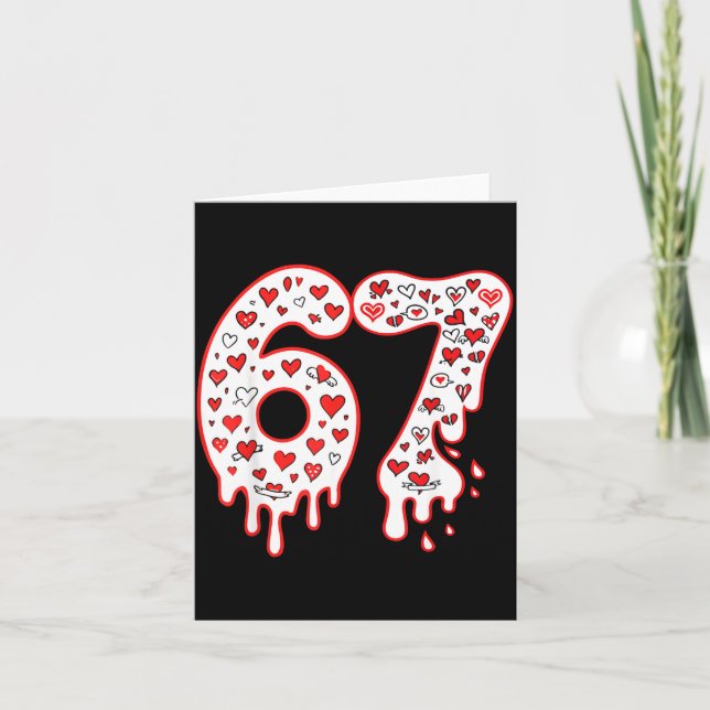 67 Ice Cream Drip Meme Six Seven Gen Alpha Valenti Kort (Framsida)