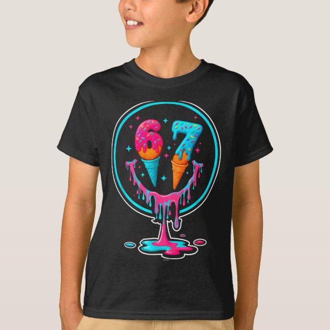 67 Ice Cream Drip Number 67 Player 67th Birthday  T Shirt (Framsida)