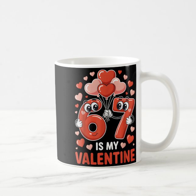 67 Is My Valentine Six Seven Heart Balloons 67 Gen Kaffemugg (Höger)