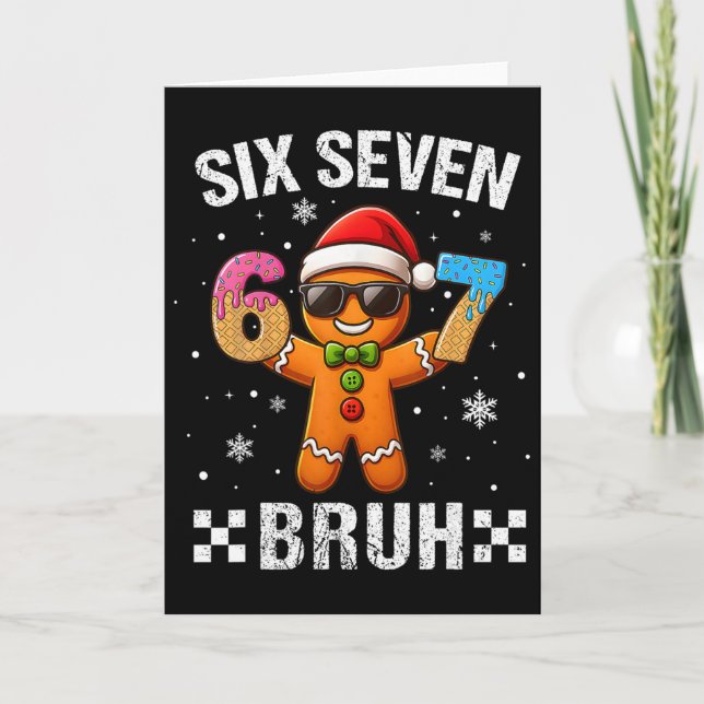 67 jul 6 7 meme pepparkaksgubbe jul pyjamas kort (Framsida)