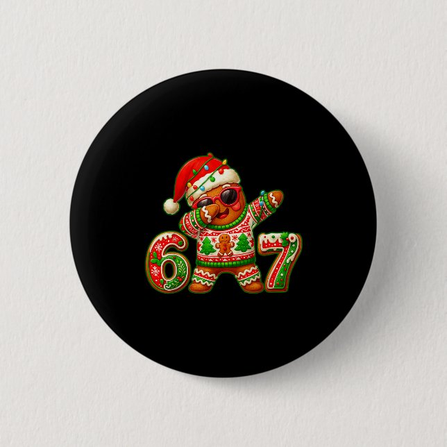 67 Jul 6 7 Meme Pepparkaksgubbe Xmas Pyjamas Knapp (Framsida)