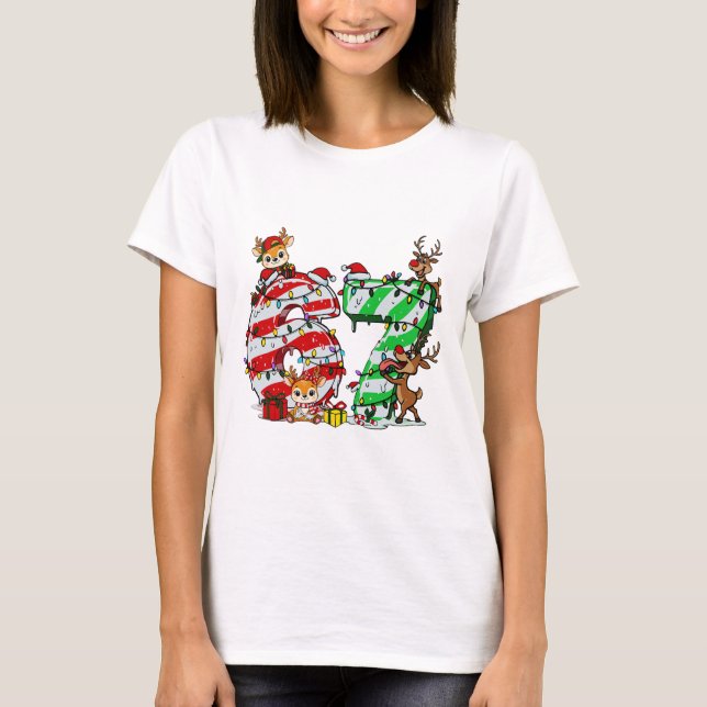 67 Jul 6 7 Meme Pyjamas Julfirande Gen Alpha Sl T Shirt (Framsida)