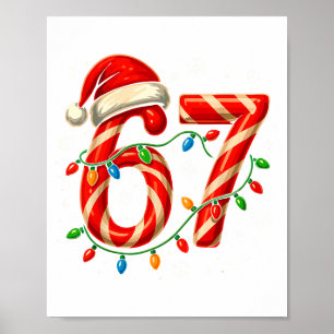 67 jul Meme Rolig Six Seven Xmas Ljus Cand Poster