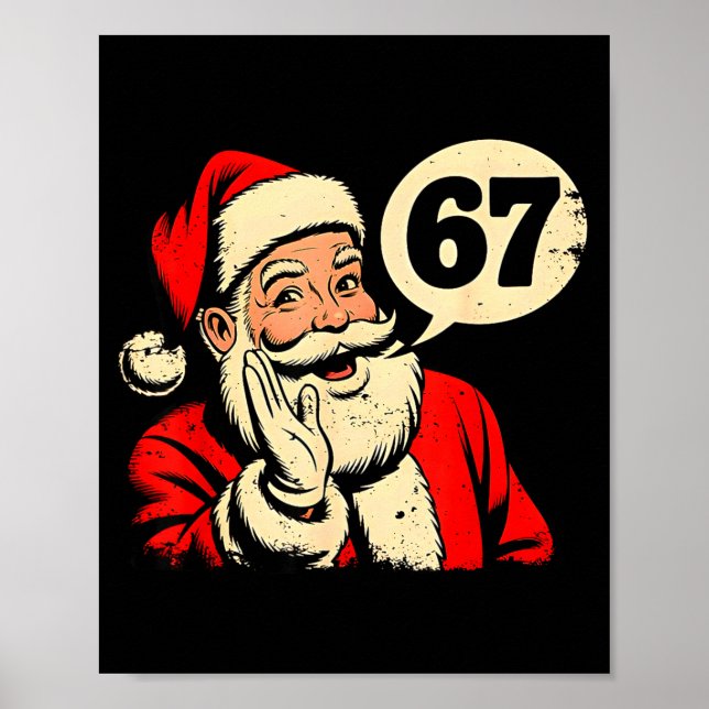 67 jul rolig Six Seven meme Brainrot jultomte C Poster (Framsidan)