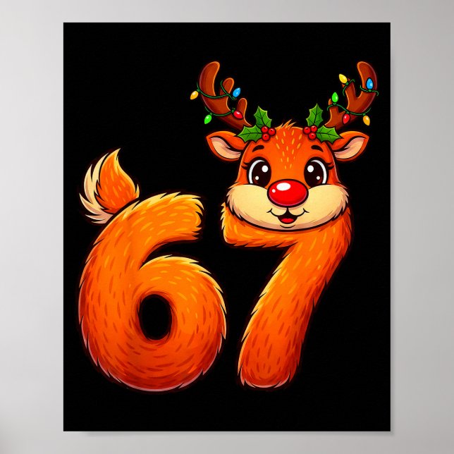 67 jul roliga renar Bruh Meme Pyjamas Kvinnor Poster (Framsidan)