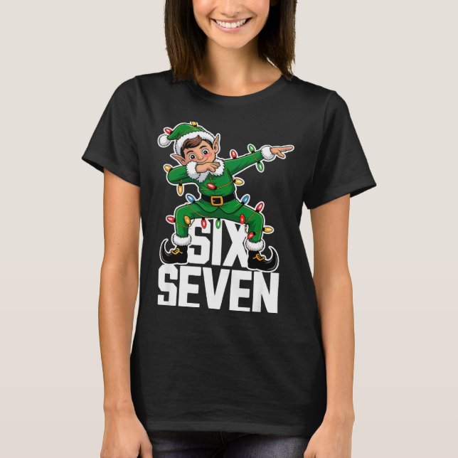 67 jul Six Seven 6 7 meme rolig Dabbing tomte  T Shirt (Framsida)