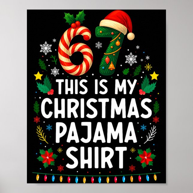 67 Julpyjamas för pojkar med rolig meme Poster (Framsidan)