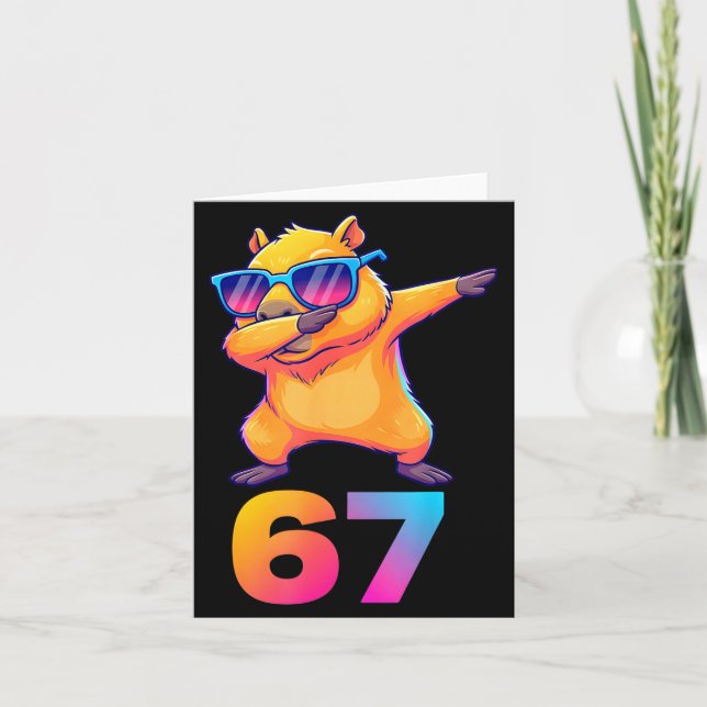 67 Kapybaror Sex Sju Meme Djur Cool Kapybara Da Kort (Framsida)