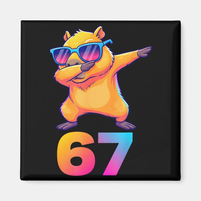 67 Kapybaror Sex Sju Meme Djur Cool Kapybara Da Magnet (Framsidan)