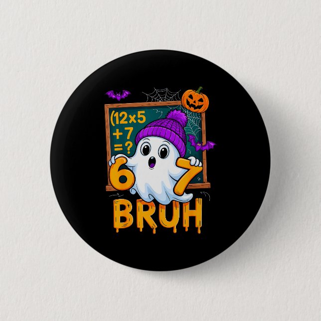 67 Lärar Halloween Spöke Sex Sju Meme Math Hum Knapp (Framsida)