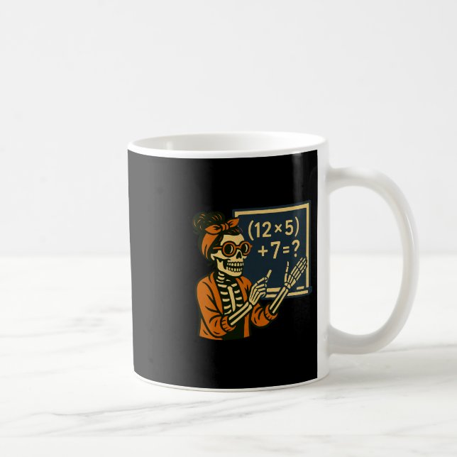 67 Lärare Halloween Skeleton Sex Seven Meme Brain Kaffemugg (Höger)