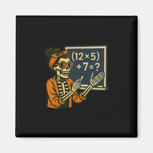 67 Lärare Halloween Skeleton Sex Seven Meme Brain Magnet (Framsidan)