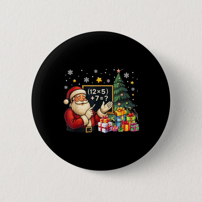67 Lärare Santa jul Six Seven Meme Brainrot Knapp (Framsida)