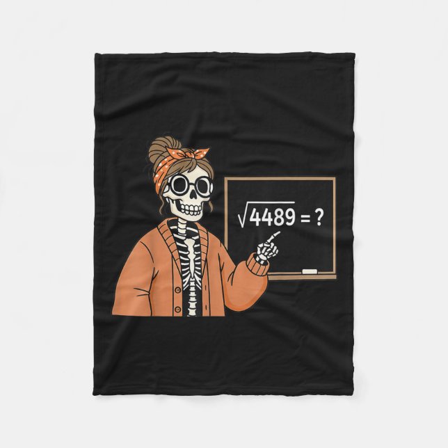 67 Lärare Skelett Halloween Kvadratrot 4489 Mes Fleecefilt (Framsidan)