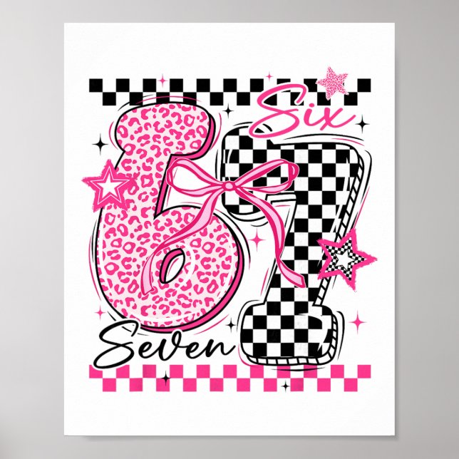 67 Leopard Randig Rollig Six Seven Meme 6-7 Tekopp Poster (Framsidan)
