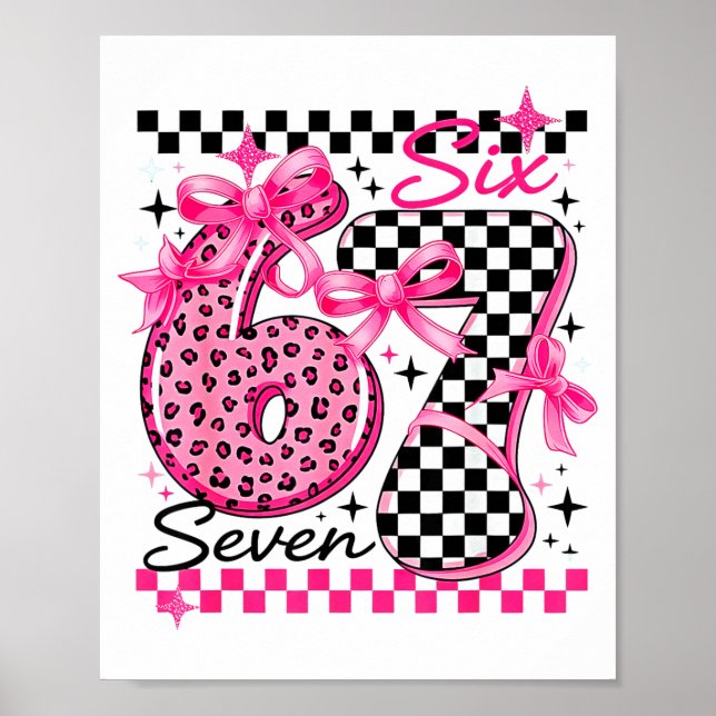 67 Leopard Randig Six Seven Meme 6-7 Lärare  Poster (Framsidan)