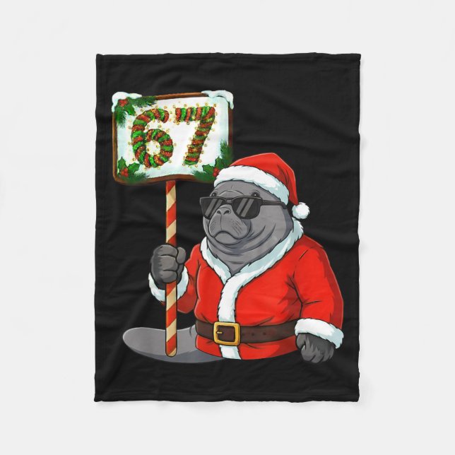 67 Manatee Christmas Six Seven Meme Brainrot Manat Fleecefilt (Framsidan)