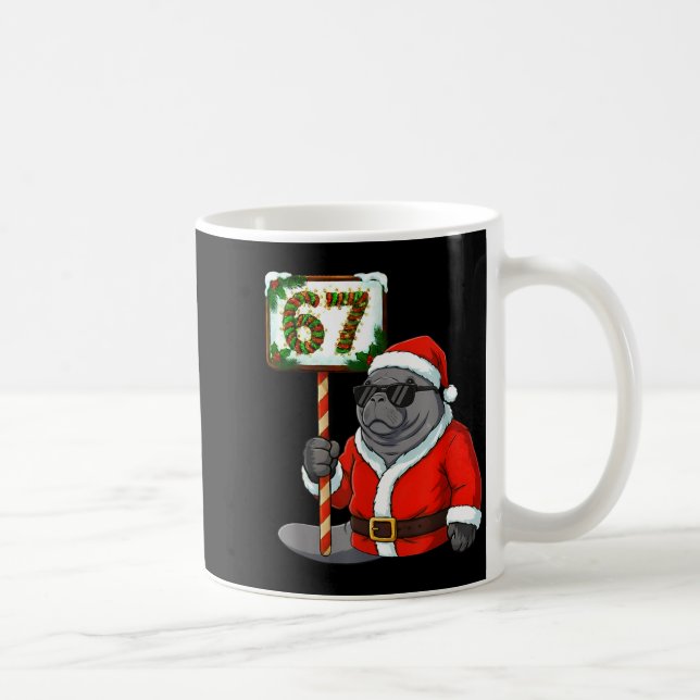 67 Manatee Christmas Six Seven Meme Brainrot Manat Kaffemugg (Höger)