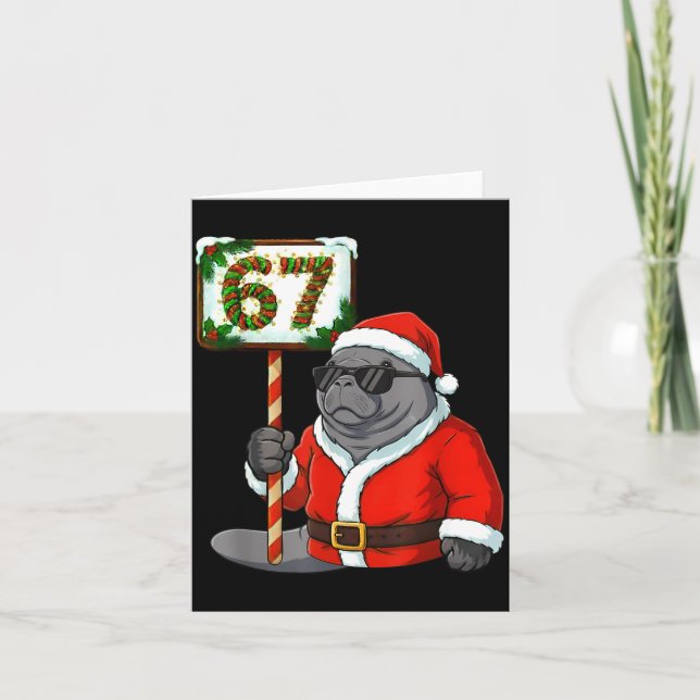 67 Manatee Christmas Six Seven Meme Brainrot Manat Kort (Framsida)