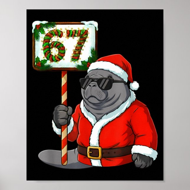 67 Manatee Christmas Six Seven Meme Brainrot Manat Poster (Framsidan)