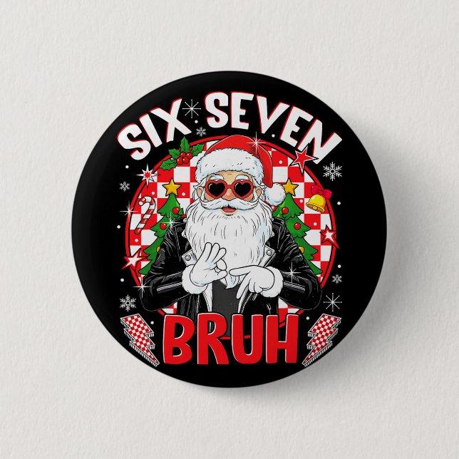 67 Människo rolig Six Seven Bruh jul Tomte 6 7 M Knapp (Framsida)