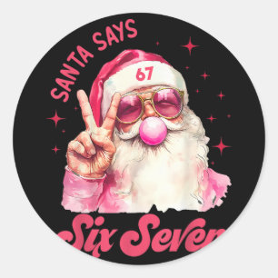 67 Människo rolig Six Seven jul 6-7 Meme Tomte 6 Runt Klistermärke
